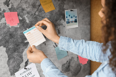 Cork memo board World map