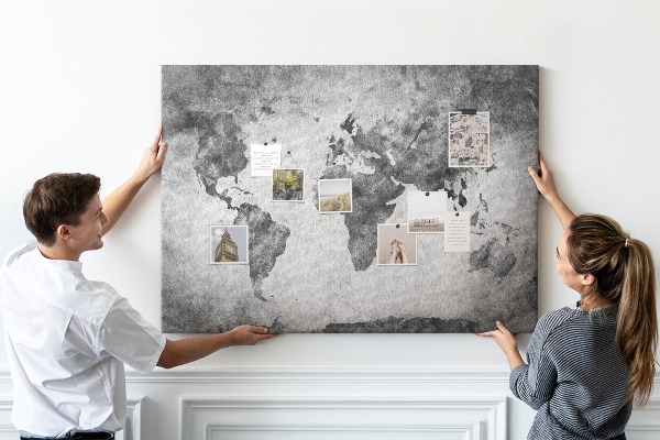 Cork memo board World map