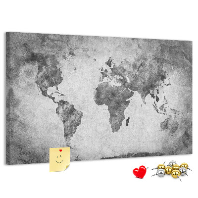 Cork memo board World map