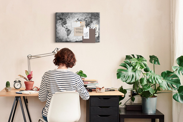 Cork memo board World map