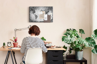Cork memo board World map