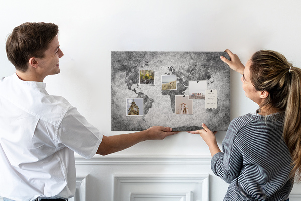Cork memo board World map