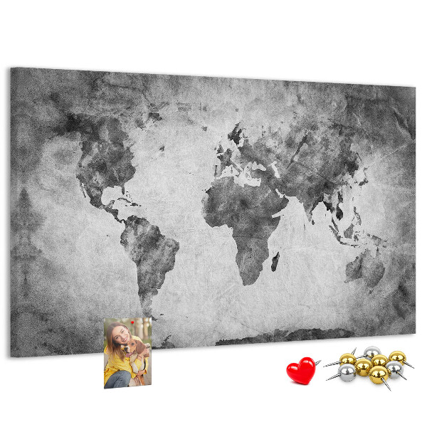 Cork memo board World map