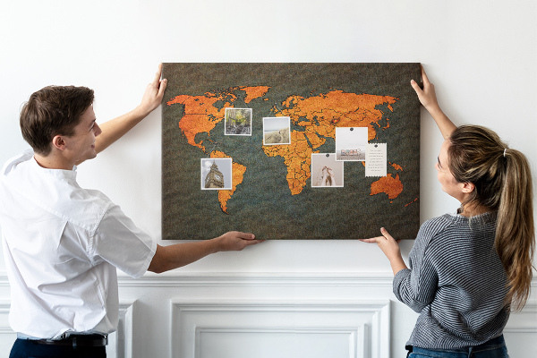 Cork board World map