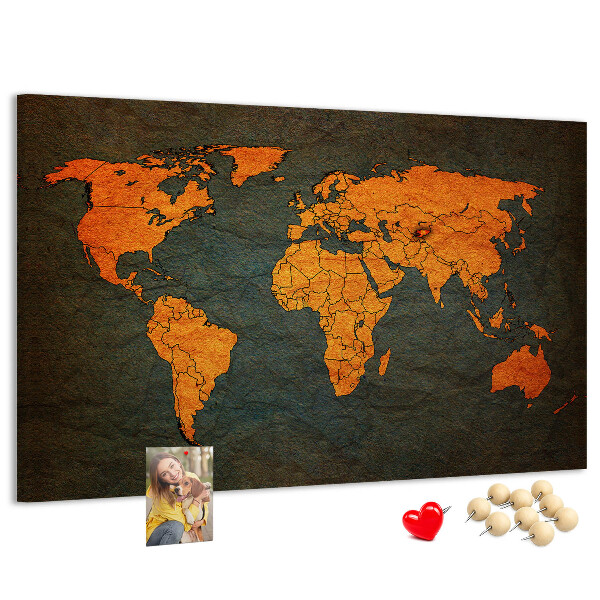 Cork board World map