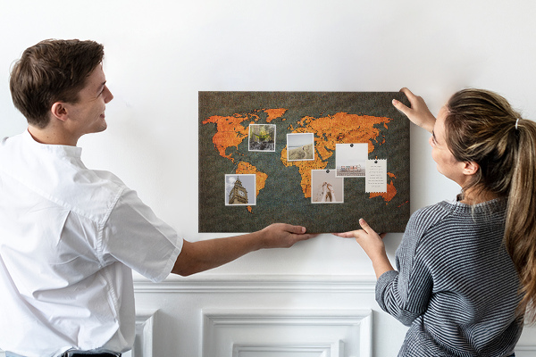 Cork board World map