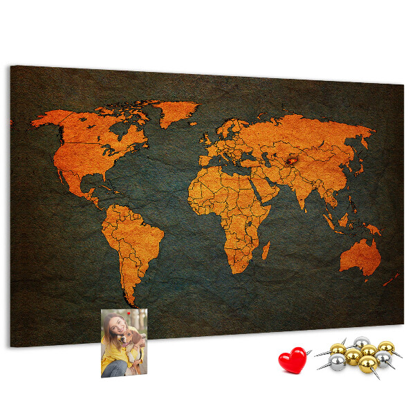 Cork board World map