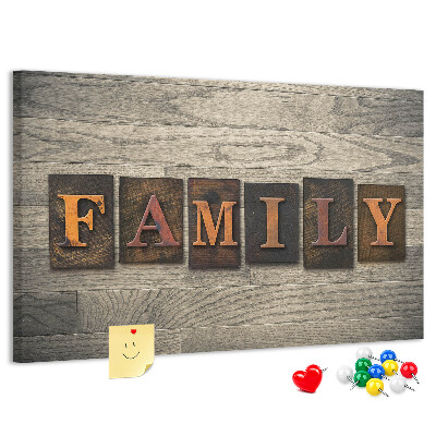 Cork display board Family lettering