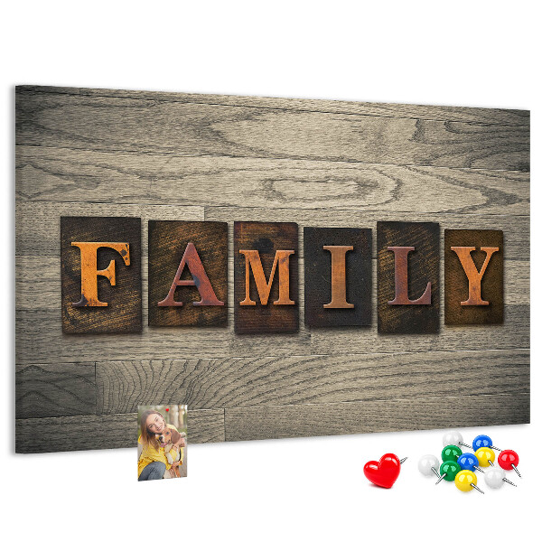 Cork display board Family lettering