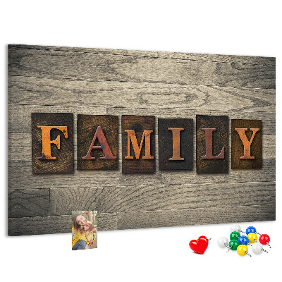 Cork display board Family lettering
