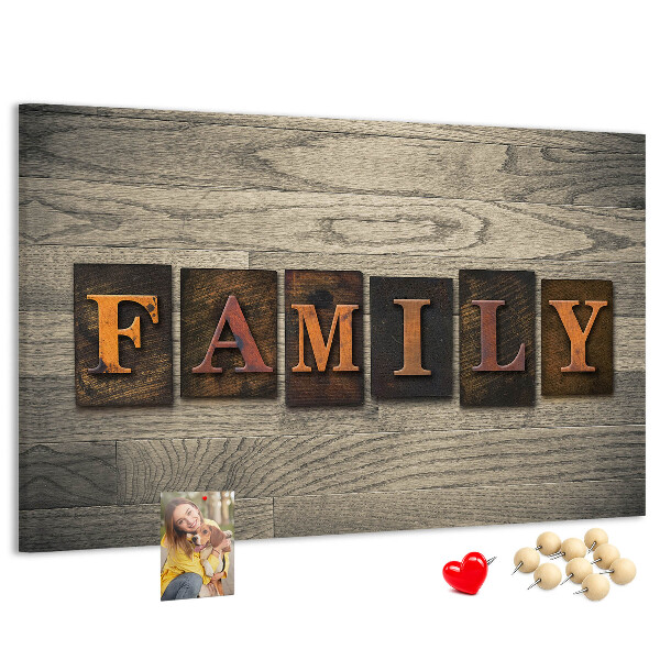 Cork display board Family lettering