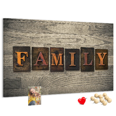 Cork display board Family lettering