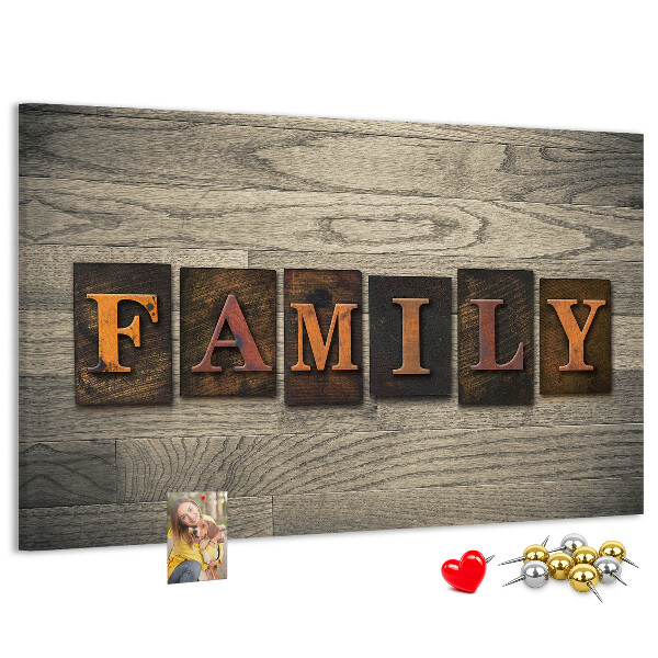 Cork display board Family lettering