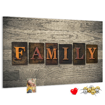 Cork display board Family lettering