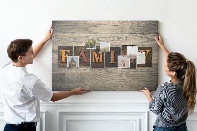 Cork display board Family lettering