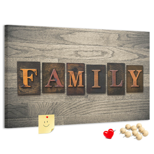 Cork display board Family lettering