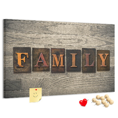 Cork display board Family lettering