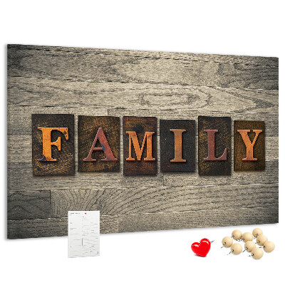 Cork display board Family lettering