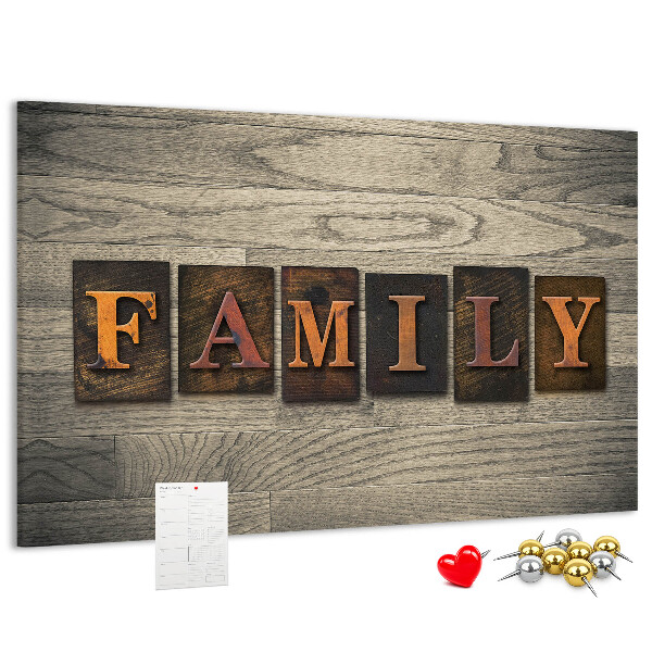 Cork display board Family lettering