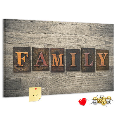Cork display board Family lettering
