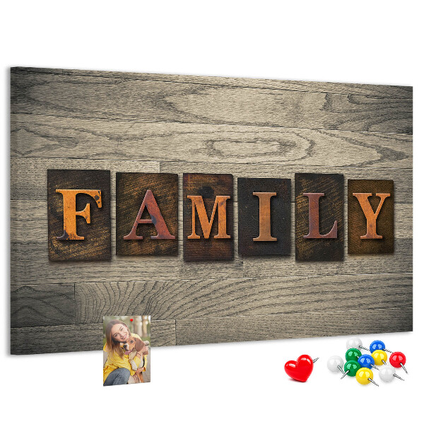 Cork display board Family lettering