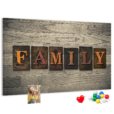 Cork display board Family lettering