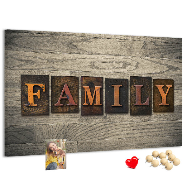 Cork display board Family lettering