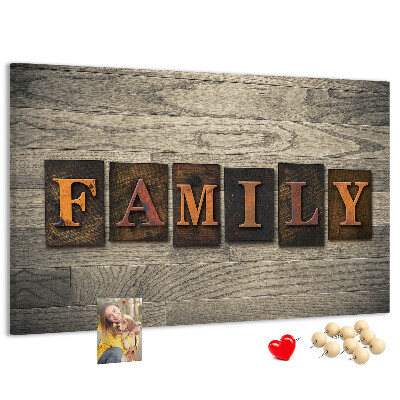 Cork display board Family lettering