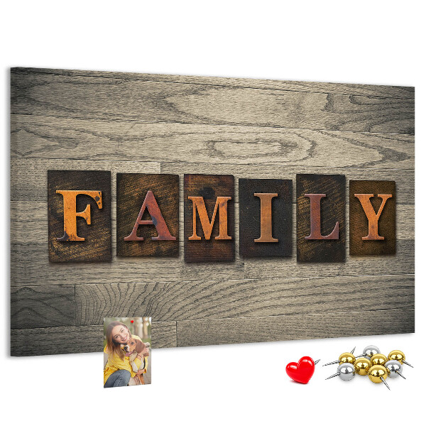 Cork display board Family lettering