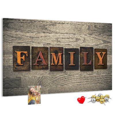 Cork display board Family lettering