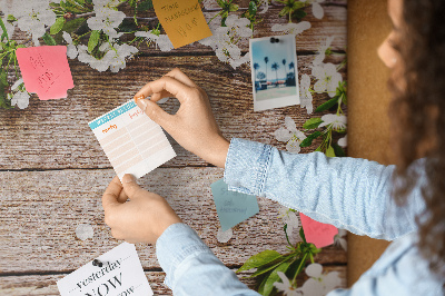 Cork memo board Flowers on wood