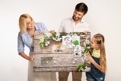 Cork memo board Flowers on wood