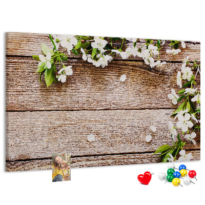Cork memo board Flowers on wood