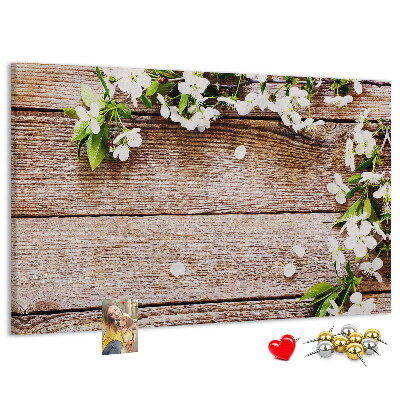 Cork memo board Flowers on wood