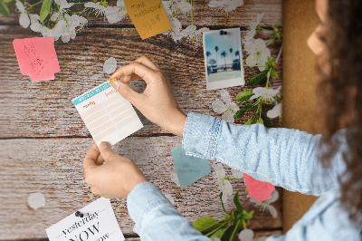 Cork memo board Flowers on wood