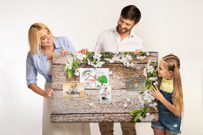 Cork memo board Flowers on wood