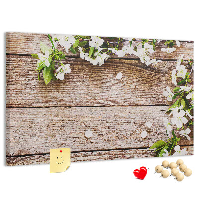 Cork memo board Flowers on wood