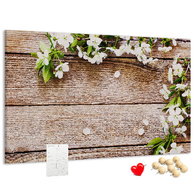 Cork memo board Flowers on wood