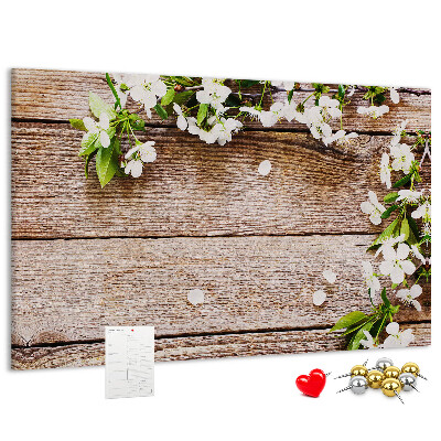 Cork memo board Flowers on wood