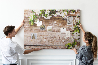 Cork memo board Flowers on wood
