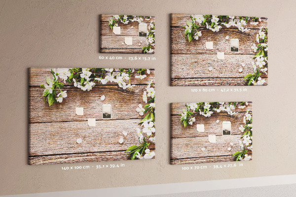 Cork memo board Flowers on wood