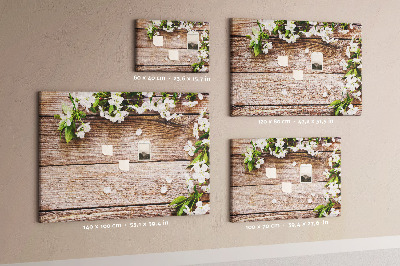 Cork memo board Flowers on wood