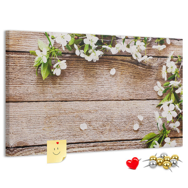 Cork memo board Flowers on wood
