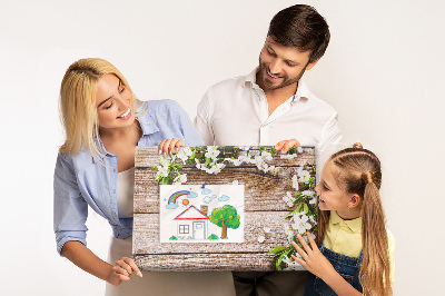 Cork memo board Flowers on wood