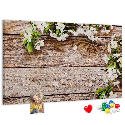 Cork memo board Flowers on wood