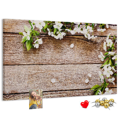 Cork memo board Flowers on wood