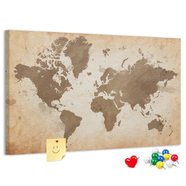 Cork board Painted world map