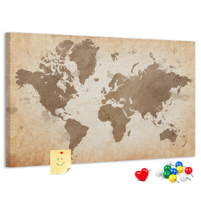 Cork board Painted world map