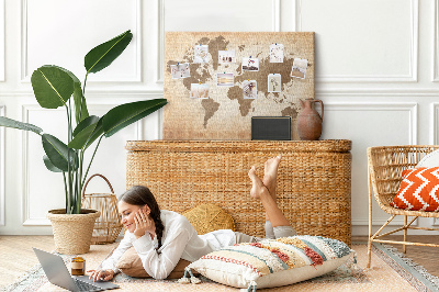 Cork board Painted world map