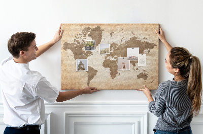 Cork board Painted world map